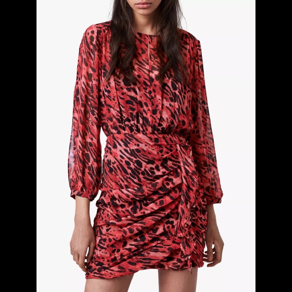 Allsaints red animal print dress